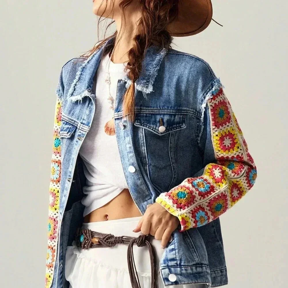 Blue Casual Women's Floral Print Drop Shoulder Long Sleeve Woven Jacket - Picture 3 of 8